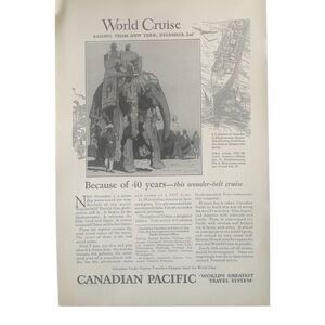 Vintage 1927 Canadian Pacific World Cruise Ad Advertisement